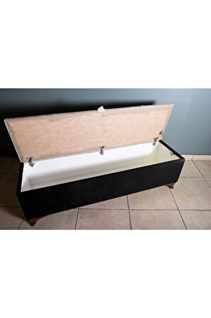 Vetra V2 Siyah Sandıklı Puf - Dilimli Model 140cm Sandıklı Bench