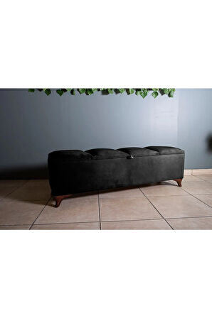 Vetra V2 Siyah Sandıklı Puf - Dilimli Model 140cm Sandıklı Bench