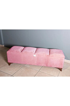 Vetra V2 Pembe Sandıklı Puf - Dilimli Model 140cm Sandıklı Bench