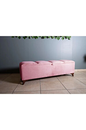 Vetra V2 Pembe Sandıklı Puf - Dilimli Model 140cm Sandıklı Bench