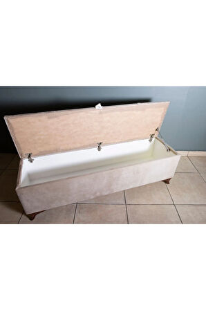 Vetra V2 Krem Sandıklı Puf - Dilimli Model 140cm Sandıklı Bench