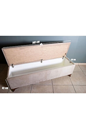 Vetra V2 Krem Sandıklı Puf - Dilimli Model 140cm Sandıklı Bench