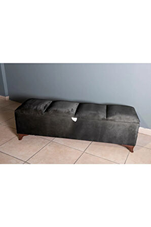 Vetra V2 Antrasit Sandıklı Puf - Dilimli Model 140cm Sandıklı Bench