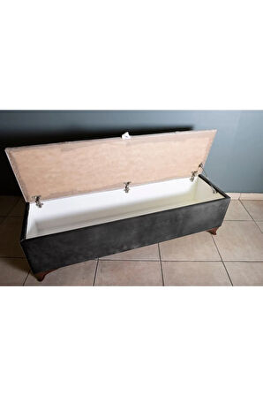 Vetra V2 Antrasit Sandıklı Puf - Dilimli Model 140cm Sandıklı Bench