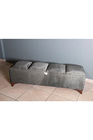 Vetra V2 Gri Sandıklı Puf - Dilimli Model 140cm Sandıklı Bench