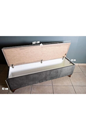 Vetra V2 Gri Sandıklı Puf - Dilimli Model 140cm Sandıklı Bench