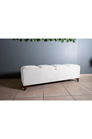 Vetra V2 Beyaz Sandıklı Puf - Dilimli Model 140cm Sandıklı Bench