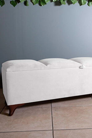 Vetra V2 Beyaz Sandıklı Puf - Dilimli Model 140cm Sandıklı Bench