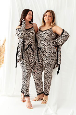 Sabahlıklı Dantel Detaylı Büyük Beden Pegasus Kadın Pijama Takımı-Çeyizlik Takım