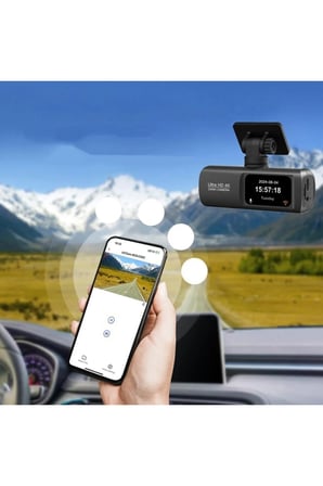 4K Araç Kamerası WiFi Gece Görüşü Hareket Algılama Geniş Açılı Lens 1.47 İnç Ekran Döngüsel Kayıt