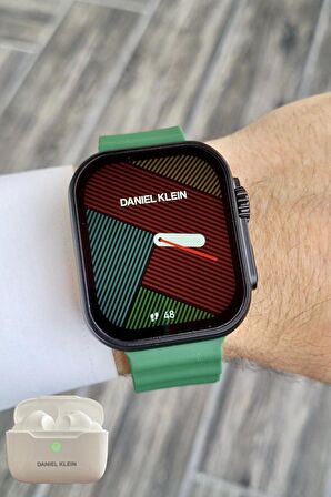 Daniel Klein DKISTE1167 Android/ios Uyumlu Arama Özellikli Yeşil Renk Kordonlu Akıllı Kol Saati ve Bluetooth Kulaklık