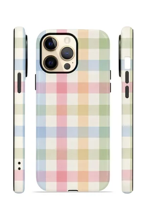 iPhone 12 Pro Vorian Çift Katmanlı Kılıf Pastel Gingham
