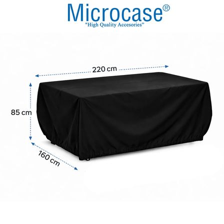 Microcase Su Geçirmez 4 Mevsim Kullanım Bahçe Mobilyası Masa Sandalye Takımı Kılıfı Brandası 85x220x160 CM AL5545 - SİYAH