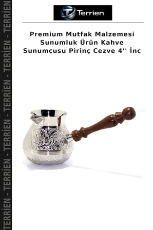 Premium Mutfak Malzemesi Sunumluk Ürün Kahve Sunumcusu Pirinç Cezve 4'' İnc
