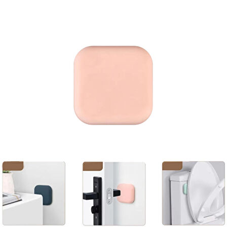 Microcase Darbe Önleyici Yapışkanlı Silikon Kapı Kolu Stoperi Tamponu Kare Tasarım - PEMBE AL5004 1 Adet