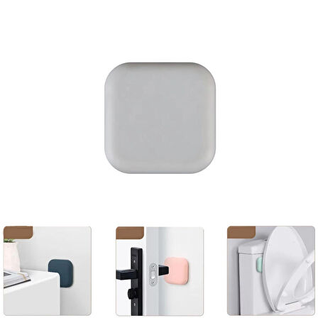 Microcase Darbe Önleyici Yapışkanlı Silikon Kapı Kolu Stoperi Tamponu Kare Tasarım - PEMBE AL5004 1 Adet