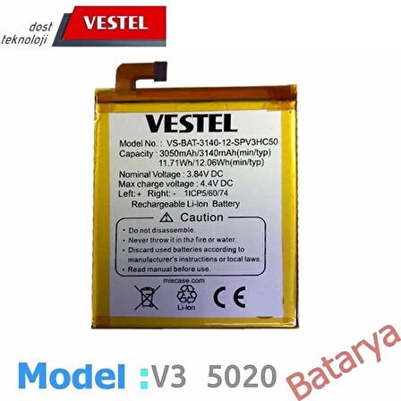 Vestel V3 5020 Batarya Vestel Venüs 5020 Uyumlu Batarya