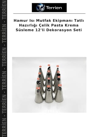 Hamur Isı Mutfak Ekipmanı Tatlı Hazırlığı Çelik Pasta Krema Süsleme 12'li Dekorasyon Seti