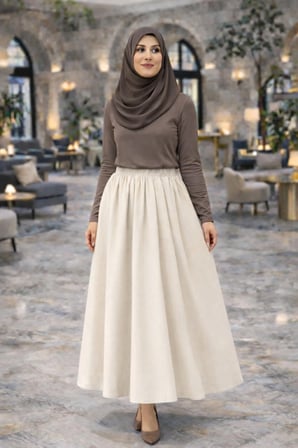 Uzun Etek Tesettür – Beli Lastikli Maxi Kloş Model
