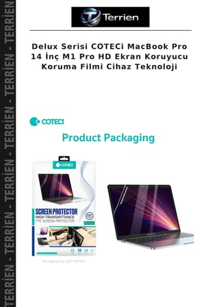 Delux Serisi COTECi MacBook Pro 14 İnç M1 Pro HD Ekran Koruyucu Koruma Filmi Cihaz Teknoloji