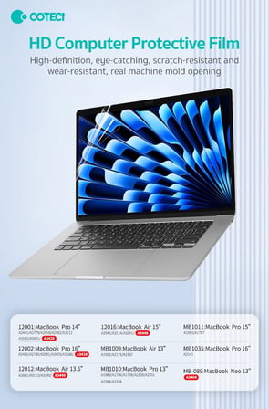 Delux Serisi COTECi MacBook Pro 14 İnç M1 Pro HD Ekran Koruyucu Koruma Filmi Cihaz Teknoloji