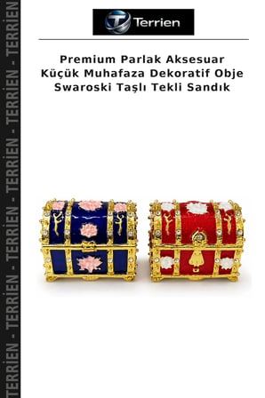 Premium Parlak Aksesuar Küçük Muhafaza Dekoratif Obje Swaroski Taşlı Tekli Sandık
