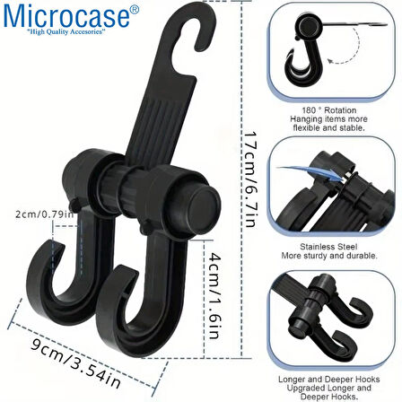 Microcase Oto Koltuk Arkası 2 Başlı Yük Eşya Taşıma Askı Aparatı - AL5238