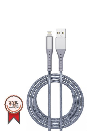 Şarj Kablosu Lightning Usb AP210 Gri 3.0A Elektronik Parça Telefon Aksesuarı Pratik Kablo