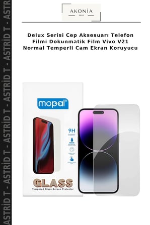 Delux Serisi Cep Aksesuarı Telefon Filmi Dokunmatik Film Vivo V21 Normal Temperli Cam Ekran Koruyucu