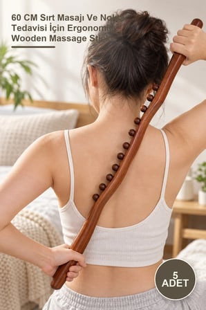 5 Adet Doğal Ahşap Masaj Sopası – 60 CM Sırt Masajı Ve Nokta Tedavisi İçin Ergonomik Wooden Massage Stick