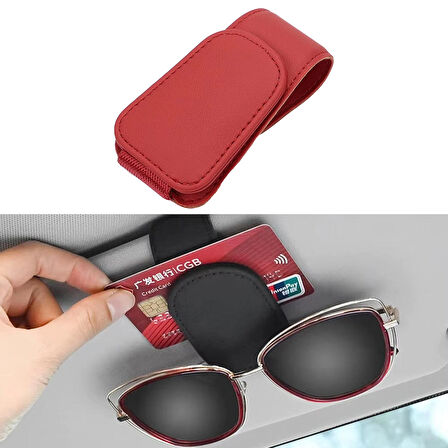 Microcase Universal Suni Deri Oto Güneş Gözlük Tutucu Askılık Mıknatıslı - GRİ AL5240