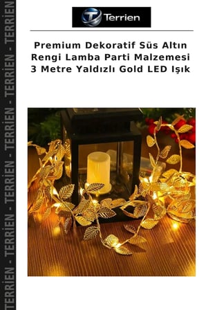 Premium Dekoratif Süs Altın Rengi Lamba Parti Malzemesi 3 Metre Yaldızlı Gold LED Işık