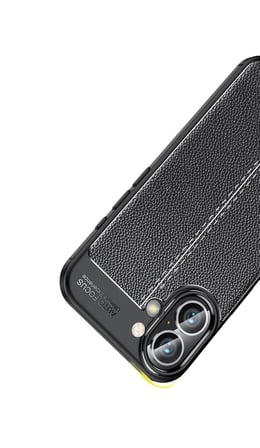 iPhone 12 / 12 Pro Deri Hissiyatlı Dikiş Detaylı Firo Silikon Kılıf Telefon Süs Cihaz Koruyucu