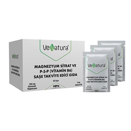 VeNatura Magnezyum Sitrat ve P-5-P (Vitamin B6) Takviye Edici Gıda 60 Saşe