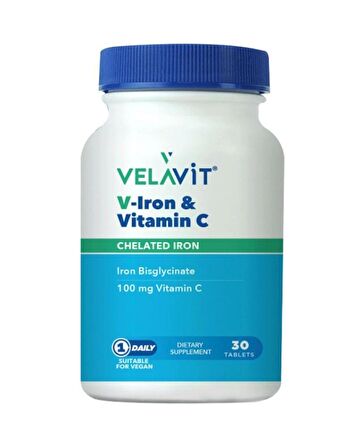 Velavit V-İron & Vitamin C İçeren Takviye Edici Gıda 30 Tablet