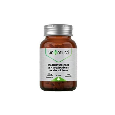 Magnezyum Sitrat ve P-5-P (Vitamin B6) İçeren Takviye Edici Gıda 60 Tablet