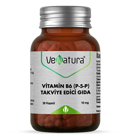 Venatura Vitamin B6 ( P-5-P) Takviye Edici Gıda 10 Mg 30 Kapsül