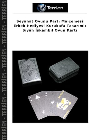 Seyahat Oyunu Parti Malzemesi Erkek Hediyesi Kurukafa Tasarımlı Siyah İskambil Oyun Kartı