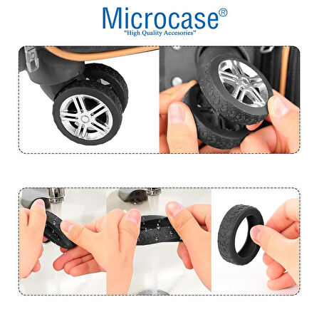 Microcase Silikon Aşınmaya Dayanıklı Ses Önleyici Bavul Tekerlek Kılıfı Tırtıklı Kalıp - AL4549 4 Adet Siyah