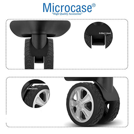 Microcase Silikon Aşınmaya Dayanıklı Ses Önleyici Bavul Tekerlek Kılıfı Tırtıklı Kalıp - AL4549 4 Adet Siyah