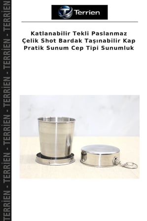 Katlanabilir Tekli Paslanmaz Çelik Shot Bardak Taşınabilir Kap Pratik Sunum Cep Tipi Sunumluk