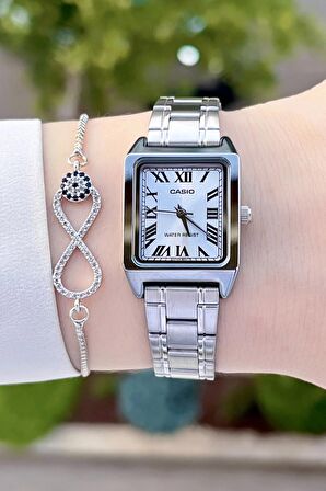 Casio CSISTE44 Kadranı ve Kordonu Gümüş Renk Hediye Paketli Kadın Kol Saati ve Bileklik