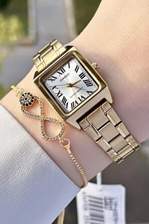 Casio CSISTE68 Gold Renk Hediye Paketli Kadın Kol Saati ve Bileklik
