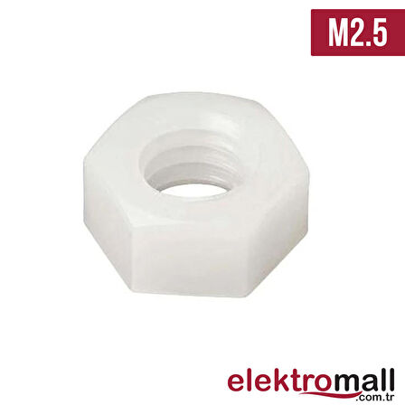 M2.5 ALTI KÖŞE PLASTİK SOMUN - 10 Adet