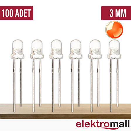 3mm Turuncu Şeffaf Led - 100 Adet