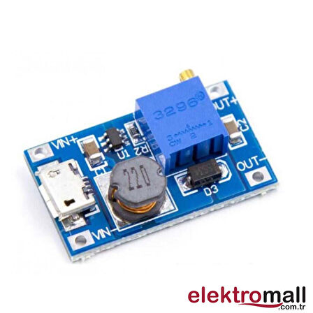 Micro USB Girişli MT3608 2A Yükseltici DC-DC Güç Modülü