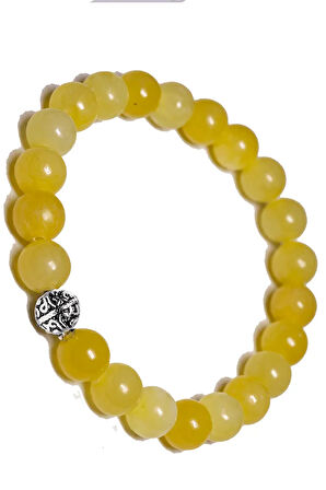 Sertifikalı Aaa Kalite Sarı Kalsit Taşı Bileklik - Gümüş Aparatlı