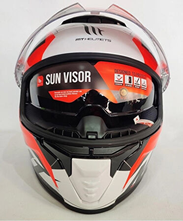 MT Kask Thunder 4sv Valiant A0 Gloss Pearl White - Iç Güneş Vizörlü M