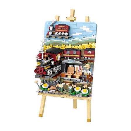 MiniklabToys Lz-1296 Loz Tren İstasyonu Ahşap Boyama 758 Parça Block Oyuncak