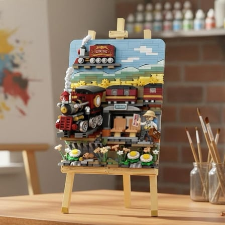 MiniklabToys Lz-1296 Loz Tren İstasyonu Ahşap Boyama 758 Parça Block Oyuncak